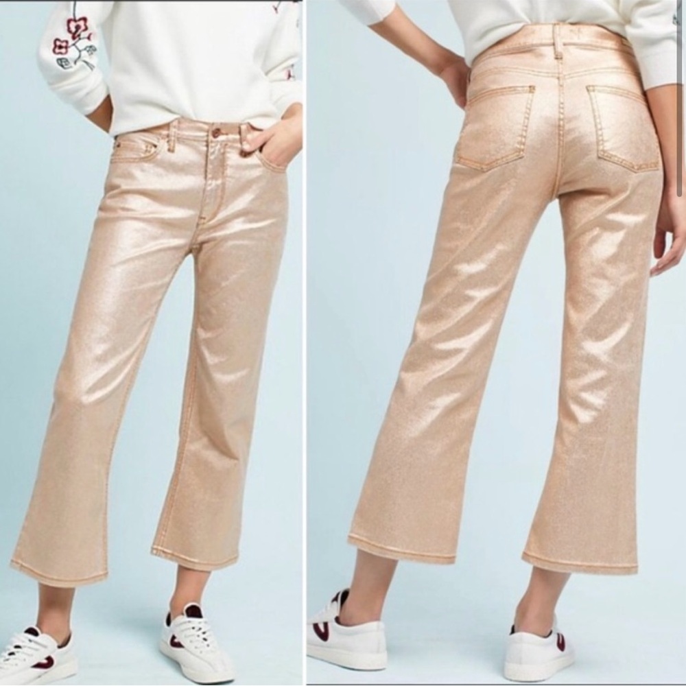 Pilcro & The Letterpress Rose Gold High Rise Flare